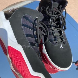 PINK AND BLACK JORDANS